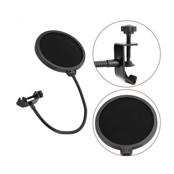 Wind Pop Filter For Microphone With Adjustable Arm